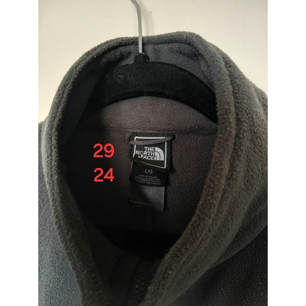 The North Face Full-Zip Pocket Fleece Logo Jacket‎ Mens L Gray Outdoor Hiking